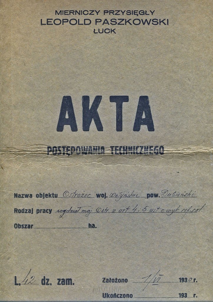 KKE 5963-1.jpg - Dok. Wydzielenia majątku, Ostrożec, gmina Malin, powiat Dubno, 1934 r.